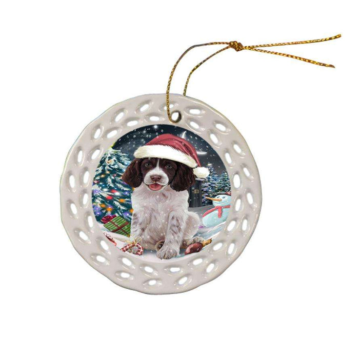 Have a Holly Jolly Christmas Happy Holidays Springer Spaniel Dog Ceramic Doily Ornament DPOR54254