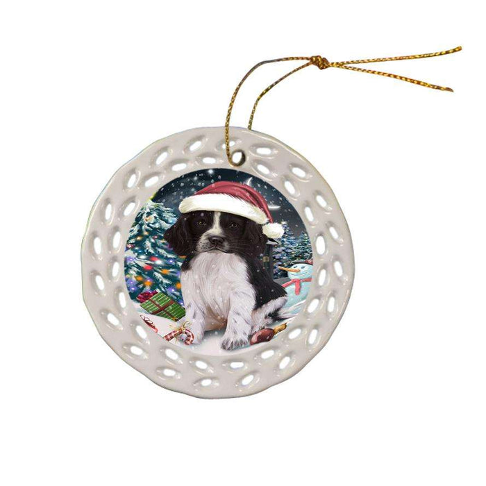 Have a Holly Jolly Christmas Happy Holidays Springer Spaniel Dog Ceramic Doily Ornament DPOR54256