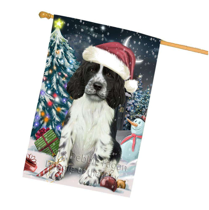 Have a Holly Jolly Christmas Happy Holidays Springer Spaniel Dog House Flag FLG54451