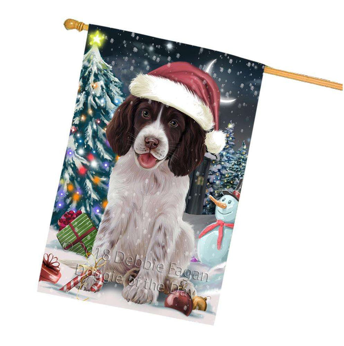 Have a Holly Jolly Christmas Happy Holidays Springer Spaniel Dog House Flag FLG54452