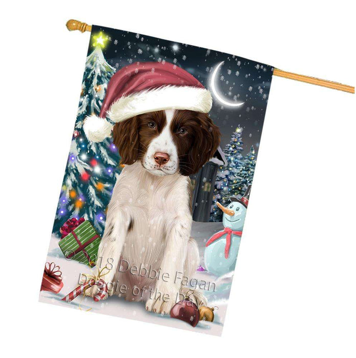 Have a Holly Jolly Christmas Happy Holidays Springer Spaniel Dog House Flag FLG54453