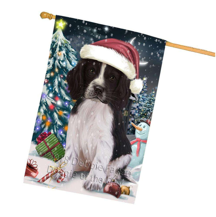 Have a Holly Jolly Christmas Happy Holidays Springer Spaniel Dog House Flag FLG54454