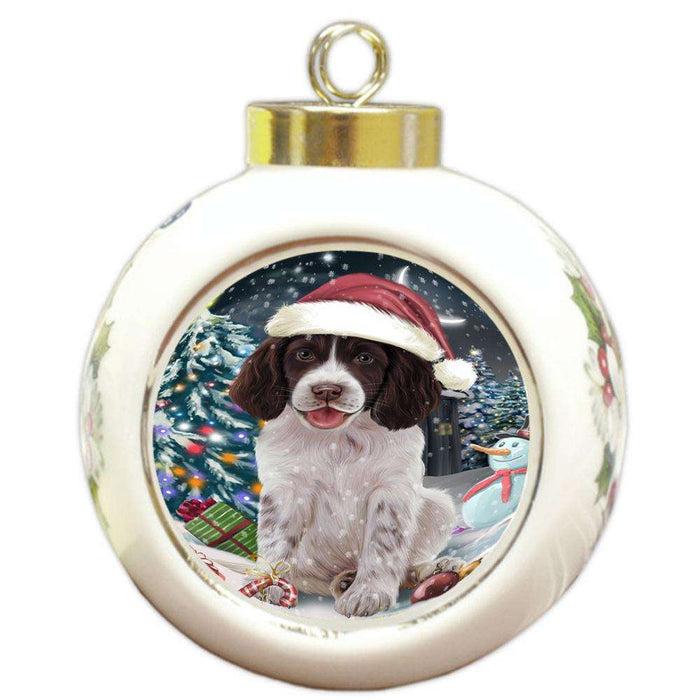 Have a Holly Jolly Christmas Happy Holidays Springer Spaniel Dog Round Ball Christmas Ornament RBPOR54254