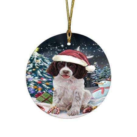 Have a Holly Jolly Christmas Happy Holidays Springer Spaniel Dog Round Flat Christmas Ornament RFPOR54245