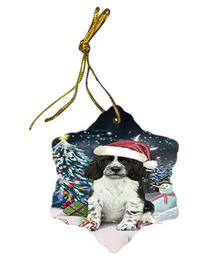 Have a Holly Jolly Christmas Happy Holidays Springer Spaniel Dog Star Porcelain Ornament SPOR54244