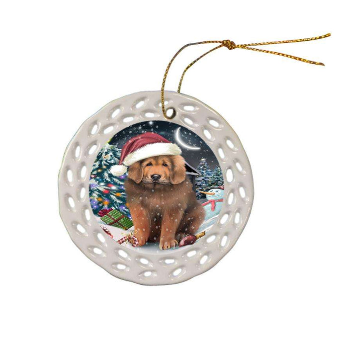 Have a Holly Jolly Christmas Happy Holidays Tibetan Mastiff Dog Ceramic Doily Ornament DPOR54259