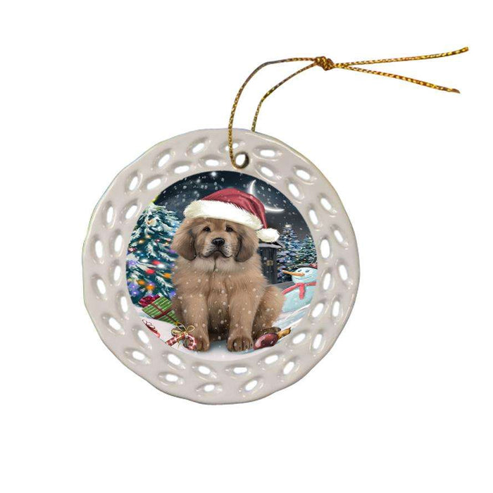 Have a Holly Jolly Christmas Happy Holidays Tibetan Mastiff Dog Ceramic Doily Ornament DPOR54260