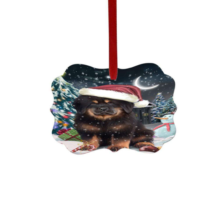 Have a Holly Jolly Christmas Happy Holidays Tibetan Mastiff Dog Double-Sided Photo Benelux Christmas Ornament LOR48328