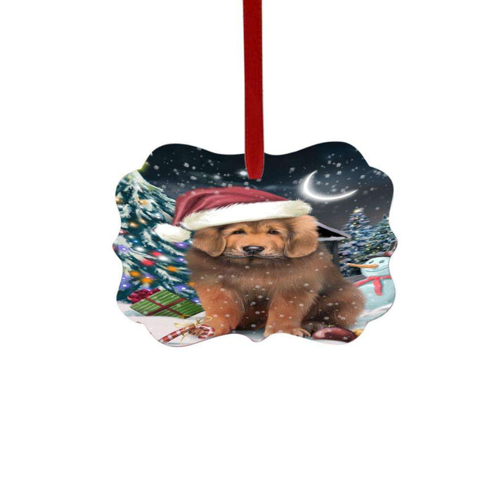 Have a Holly Jolly Christmas Happy Holidays Tibetan Mastiff Dog Double-Sided Photo Benelux Christmas Ornament LOR48330