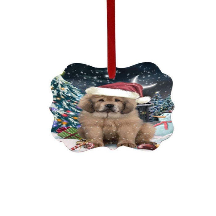 Have a Holly Jolly Christmas Happy Holidays Tibetan Mastiff Dog Double-Sided Photo Benelux Christmas Ornament LOR48331