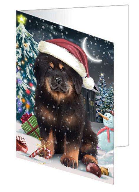 Have a Holly Jolly Christmas Happy Holidays Tibetan Mastiff Dog Handmade Artwork Assorted Pets Greeting Cards and Note Cards with Envelopes for All Occasions and Holiday Seasons GCD66800