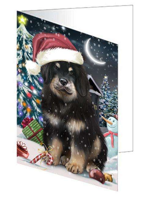 Have a Holly Jolly Christmas Happy Holidays Tibetan Mastiff Dog Handmade Artwork Assorted Pets Greeting Cards and Note Cards with Envelopes for All Occasions and Holiday Seasons GCD66803