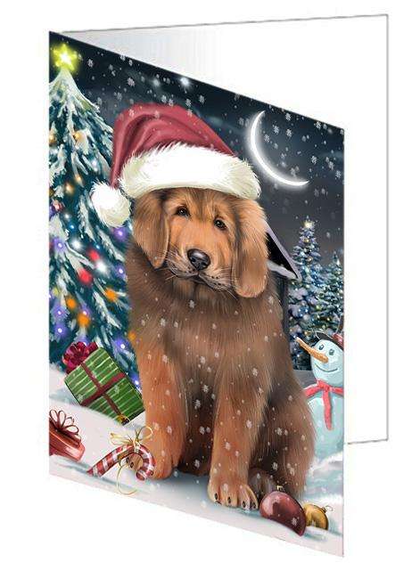 Have a Holly Jolly Christmas Happy Holidays Tibetan Mastiff Dog Handmade Artwork Assorted Pets Greeting Cards and Note Cards with Envelopes for All Occasions and Holiday Seasons GCD66806