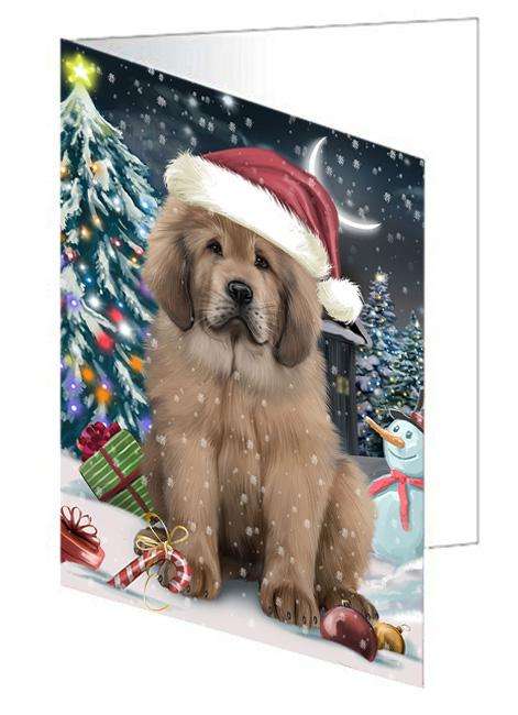 Have a Holly Jolly Christmas Happy Holidays Tibetan Mastiff Dog Handmade Artwork Assorted Pets Greeting Cards and Note Cards with Envelopes for All Occasions and Holiday Seasons GCD66809