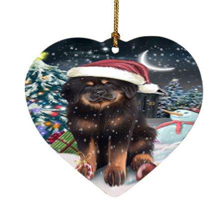 Have a Holly Jolly Christmas Happy Holidays Tibetan Mastiff Dog Heart Christmas Ornament HPOR54257