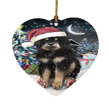 Have a Holly Jolly Christmas Happy Holidays Tibetan Mastiff Dog Heart Christmas Ornament HPOR54258