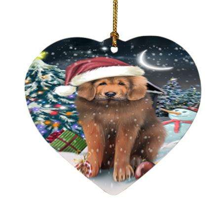 Have a Holly Jolly Christmas Happy Holidays Tibetan Mastiff Dog Heart Christmas Ornament HPOR54259