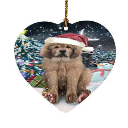 Have a Holly Jolly Christmas Happy Holidays Tibetan Mastiff Dog Heart Christmas Ornament HPOR54260