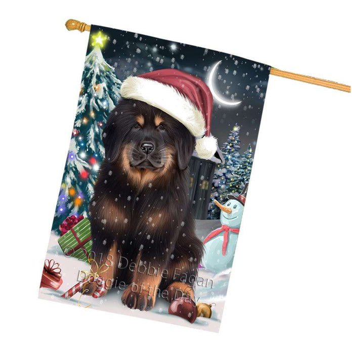 Have a Holly Jolly Christmas Happy Holidays Tibetan Mastiff Dog House Flag FLG54455