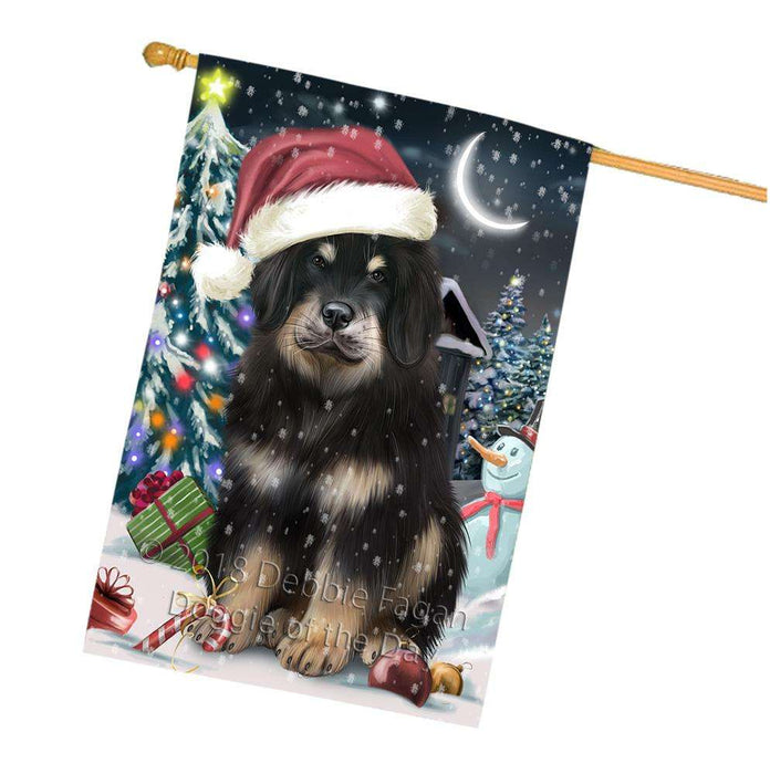Have a Holly Jolly Christmas Happy Holidays Tibetan Mastiff Dog House Flag FLG54456
