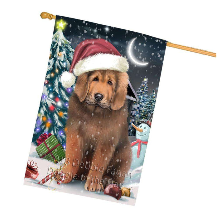 Have a Holly Jolly Christmas Happy Holidays Tibetan Mastiff Dog House Flag FLG54457