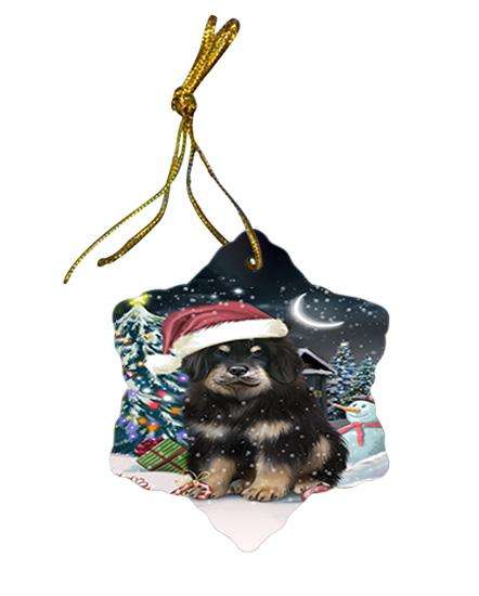 Have a Holly Jolly Christmas Happy Holidays Tibetan Mastiff Dog Star Porcelain Ornament SPOR54249