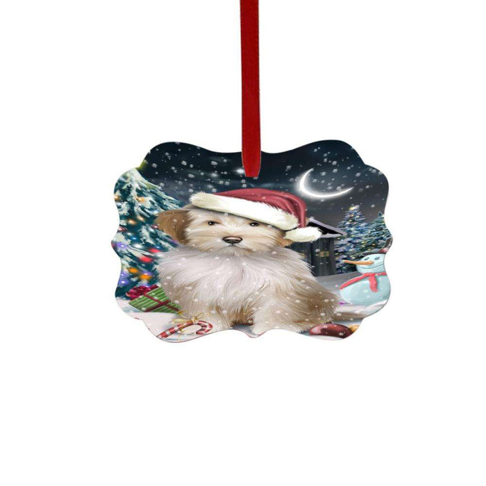 Have a Holly Jolly Christmas Happy Holidays Tibetan Terrier Dog Double-Sided Photo Benelux Christmas Ornament LOR48240