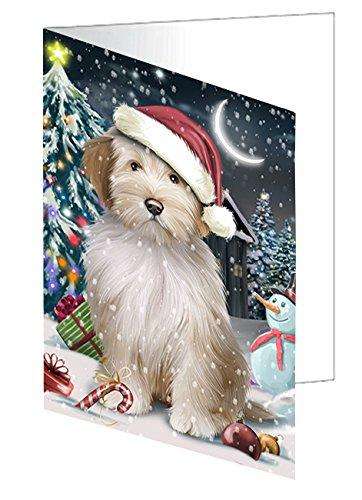 Have a Holly Jolly Christmas Happy Holidays Tibetan Terrier Dog Handmade Artwork Assorted Pets Greeting Cards and Note Cards with Envelopes for All Occasions and Holiday Seasons GCD430