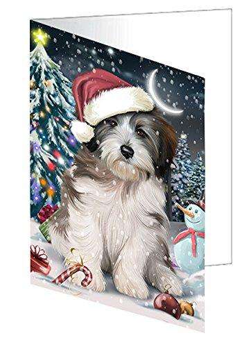 Have a Holly Jolly Christmas Happy Holidays Tibetan Terrier Dog Handmade Artwork Assorted Pets Greeting Cards and Note Cards with Envelopes for All Occasions and Holiday Seasons GCD440