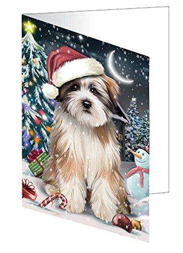 Have a Holly Jolly Christmas Happy Holidays Tibetan Terrier Dog Handmade Artwork Assorted Pets Greeting Cards and Note Cards with Envelopes for All Occasions and Holiday Seasons GCD445