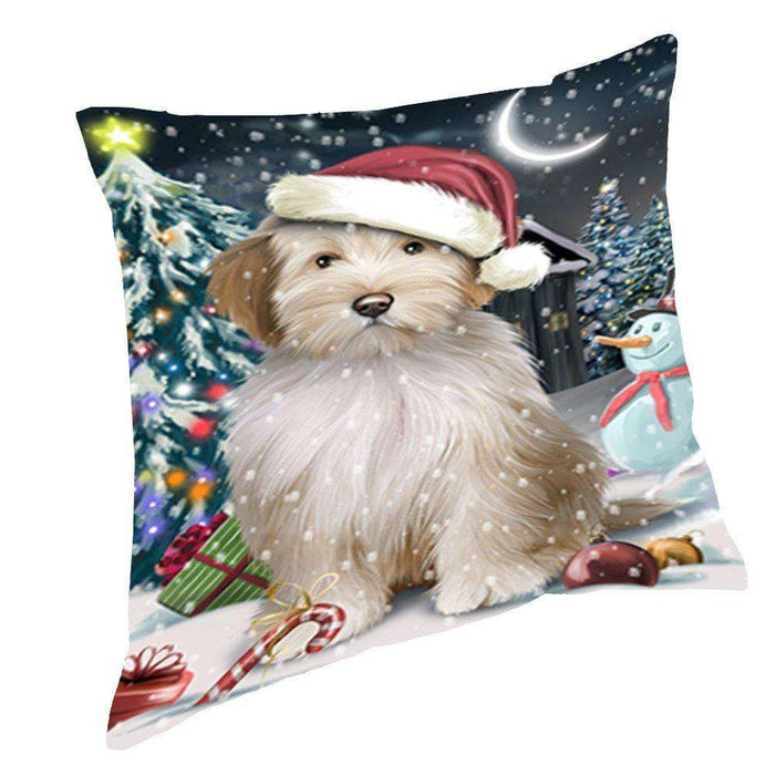 Have a Holly Jolly Christmas Happy Holidays Tibetan Terrier Dog Throw Pillow PIL752