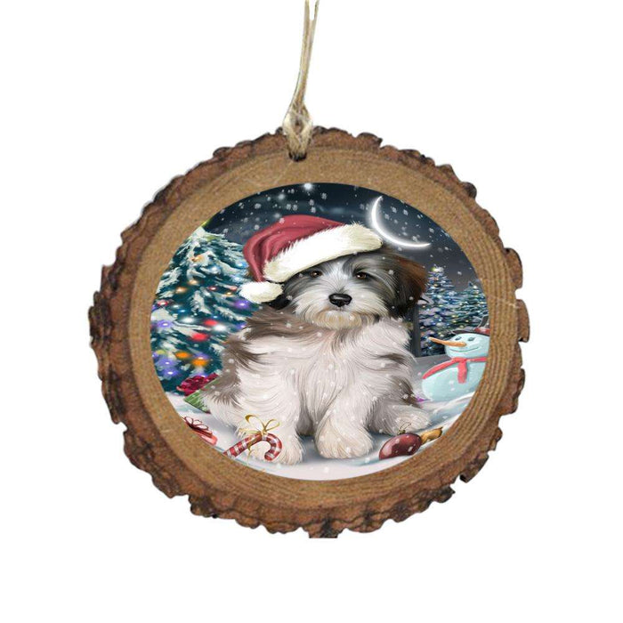 Have a Holly Jolly Christmas Happy Holidays Tibetan Terrier Dog Wooden Christmas Ornament WOR48242