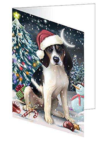 Have a Holly Jolly Christmas Happy Holidays Treeing Walker Coonhound Dog Handmade Artwork Assorted Pets Greeting Cards and Note Cards with Envelopes for All Occasions and Holiday Seasons GCD2645