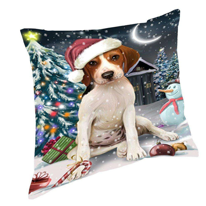 Have a Holly Jolly Christmas Happy Holidays Treeing Walker Coonhound Dog Throw Pillow PIL772
