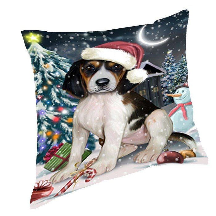 Have a Holly Jolly Christmas Happy Holidays Treeing Walker Coonhound Dog Throw Pillow PIL776