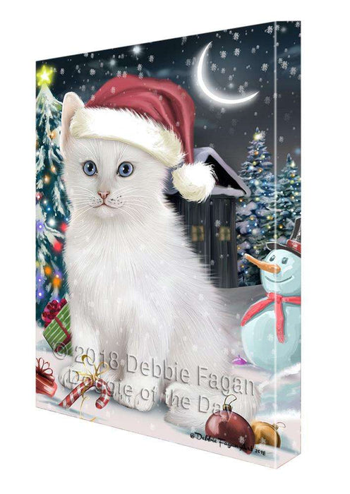 Have a Holly Jolly Christmas Happy Holidays Turkish Angora Cat Canvas Print Wall Art Décor CVS106199