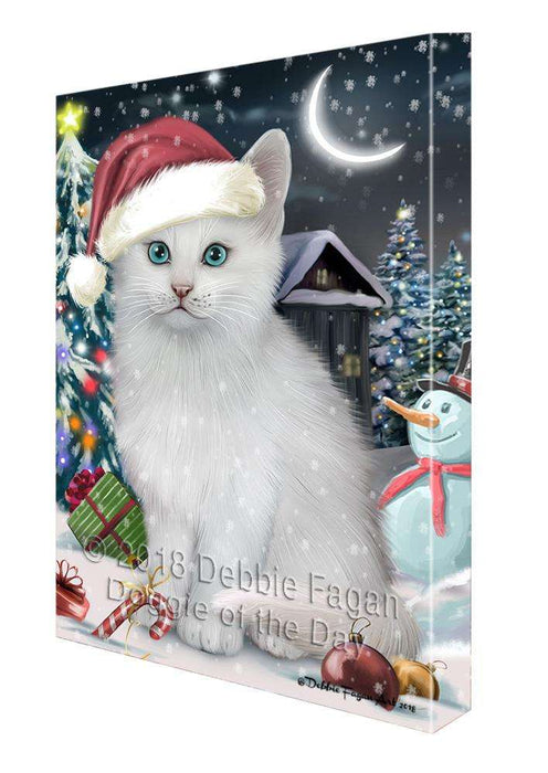 Have a Holly Jolly Christmas Happy Holidays Turkish Angora Cat Canvas Print Wall Art Décor CVS106217
