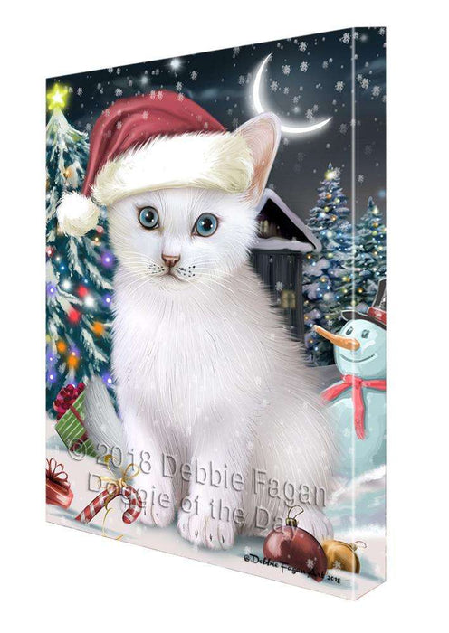 Have a Holly Jolly Christmas Happy Holidays Turkish Angora Cat Canvas Print Wall Art Décor CVS106226