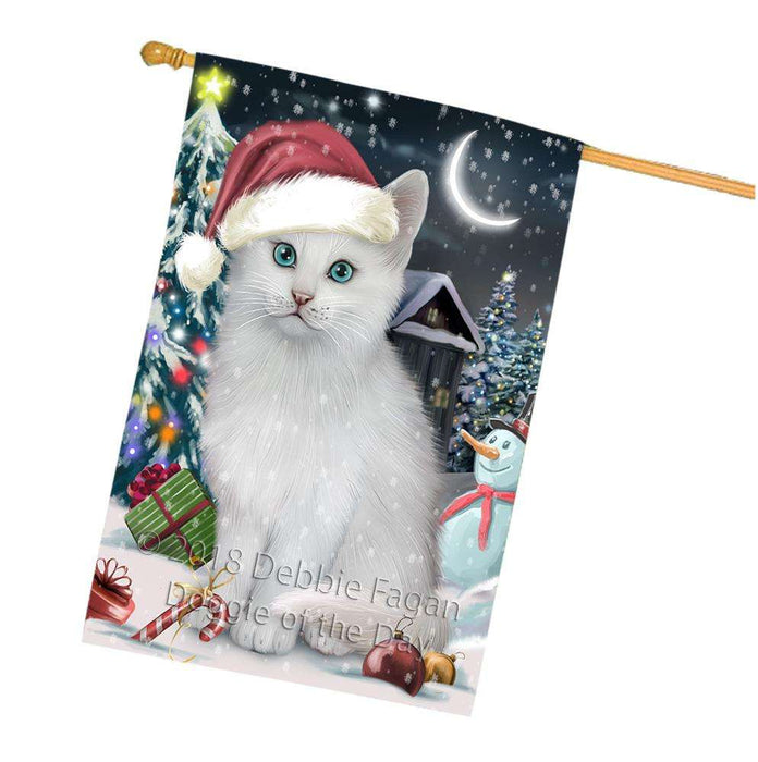 Have a Holly Jolly Christmas Happy Holidays Turkish Angora Cat House Flag FLG54461