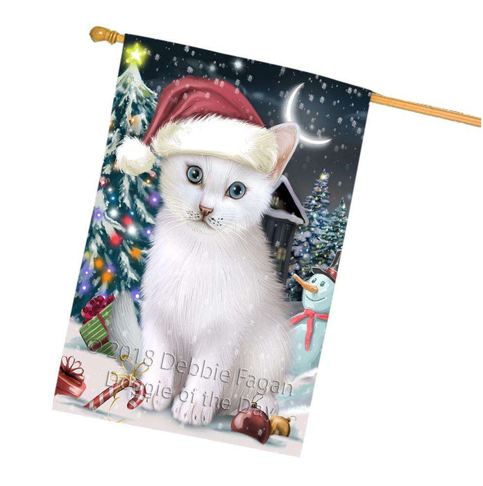 Have a Holly Jolly Christmas Happy Holidays Turkish Angora Cat House Flag FLG54462