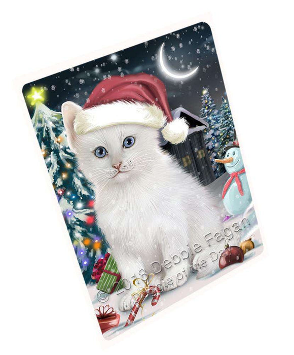Have a Holly Jolly Christmas Happy Holidays Turkish Angora Cat Large Refrigerator / Dishwasher Magnet RMAG86448