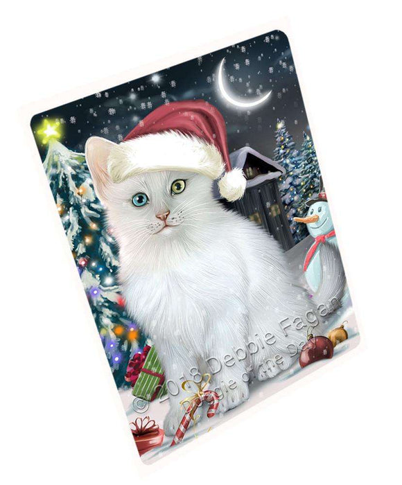 Have a Holly Jolly Christmas Happy Holidays Turkish Angora Cat Large Refrigerator / Dishwasher Magnet RMAG86454