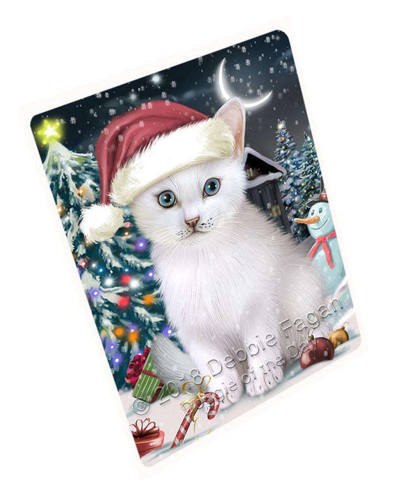 Have a Holly Jolly Christmas Happy Holidays Turkish Angora Cat Large Refrigerator / Dishwasher Magnet RMAG86466