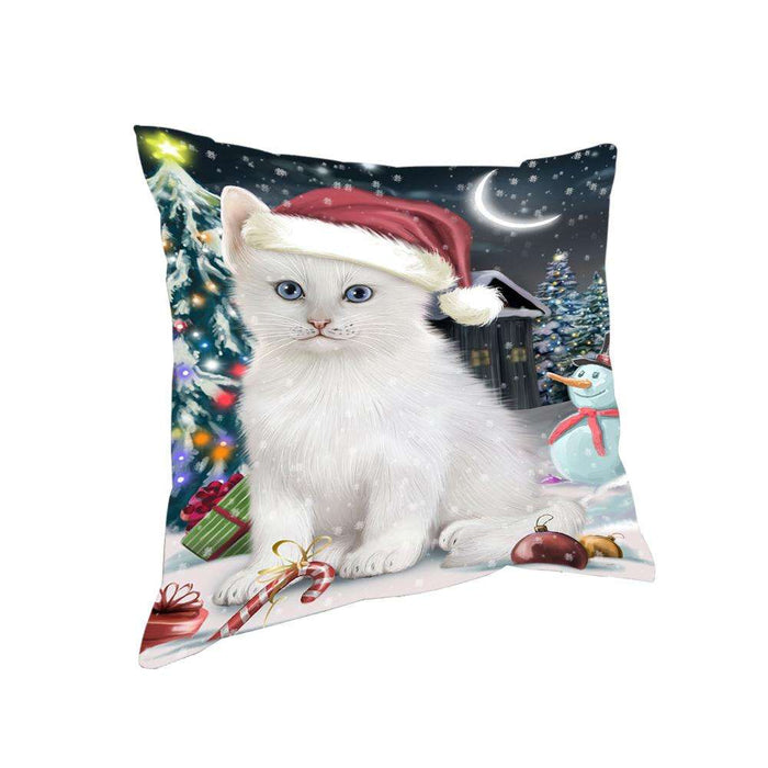 Have a Holly Jolly Christmas Happy Holidays Turkish Angora Cat Pillow PIL73668