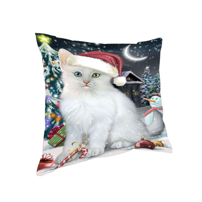 Have a Holly Jolly Christmas Happy Holidays Turkish Angora Cat Pillow PIL73672