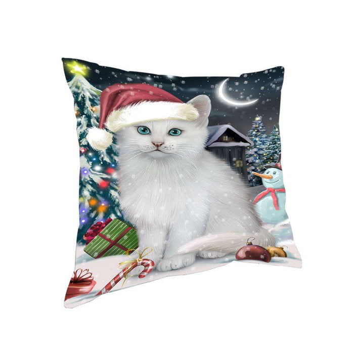 Have a Holly Jolly Christmas Happy Holidays Turkish Angora Cat Pillow PIL73676