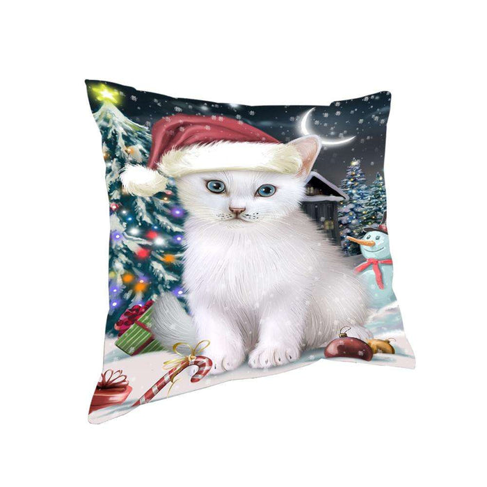 Have a Holly Jolly Christmas Happy Holidays Turkish Angora Cat Pillow PIL73680