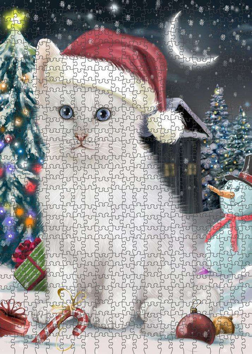 Have a Holly Jolly Christmas Happy Holidays Turkish Angora Cat Puzzle with Photo Tin PUZL84200
