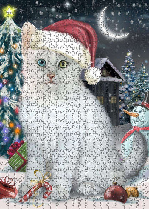 Have a Holly Jolly Christmas Happy Holidays Turkish Angora Cat Puzzle with Photo Tin PUZL84204