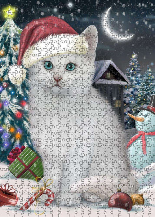 Have a Holly Jolly Christmas Happy Holidays Turkish Angora Cat Puzzle with Photo Tin PUZL84208